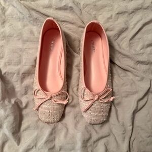 Cider Blush Tweed Loafers with Bow